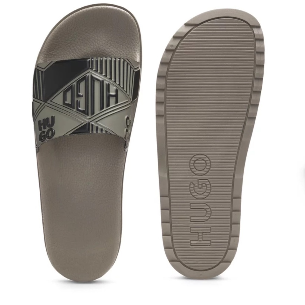Hugo by Hugo Boss Men's Black and Beige Slide / Sandal / Slipper NWT